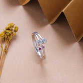 Stunning Silver  Dual Stone Adjustable Ring